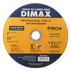 Disco Corte Fino 7 Aço Inox Pro+ DIMAX / REF. DMX88906
