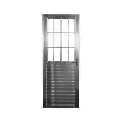 Porta de Giro Lado Esquerdo Postigo de Alumínio Natural com Folha de Vidro Liso Home 80x210 QUALITY / REF. EMC046002