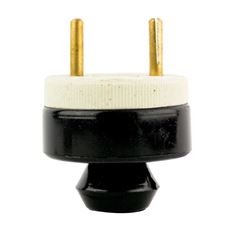 Plug Polarizado de Porcelana Macho Bipolar 20A 380V Preto e Branco DILUX / REF. DI89156