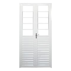 Porta de Giro Duplo Basculante Home 2 Folhas de Vidro Liso 100X210 Alumínio Branco QUALITY / REF. HOB043005