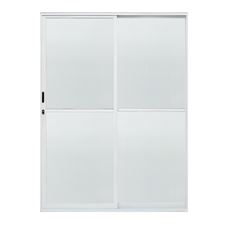 Porta de Correr Balcão Home 2 Folhas de Vidro Canelado 160X210 Alumínio Branco QUALITY / REF. HOB046001