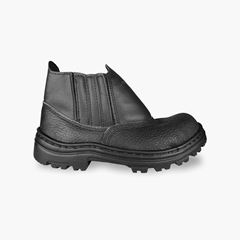 Bota de Couro com Solado de Borracha 36 Elástico Biqueira PVC Preto CABRITOS DA FLORESTA / REF. 1053