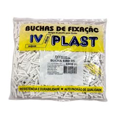 Bucha Fixadora de Plástico 5 1000 Peças Branco IVPLAST / REF. 82500105