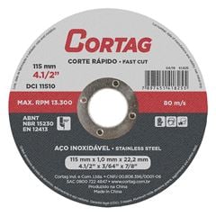 Disco de Corte Rápido 41/2 Inox DCI 11510 CORTAG / REF. 61825