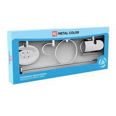Kit de Acessórios para Banheiro em Alumínio com 5 Peças Mid Polido METAL COLOR / REF. 90706