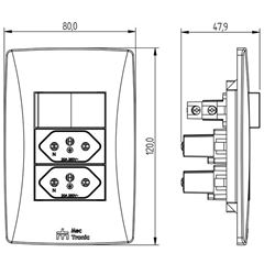 Interruptor Paralelo 4x2 Soft + 2 Tomadas 2P+T 20A/250VCA com Placa Petra Branco MECTRONIC / REF. 39925