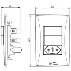 Interruptor Duplo Simples 4x2 Soft + 1 Tomada 2P+T 20A/250VCA com Placa Petra Branco MECTRONIC / REF. 39845