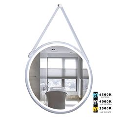 Espelho Led Emoldurado 60cm Redondo com Alça Moriane Branco DESIGN DECOR / REF. DDC97601