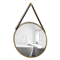 Espelho Emoldurado 60cm Redondo com Alça Marjorie Dourado DESIGN DECOR / REF. DDC97724