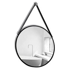 Espelho Emoldurado 60cm Redondo com Alça Moriane Preto DESIGN DECOR / REF. DDC97731