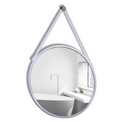 Espelho Emoldurado 60cm Redondo com Alça Moriane Branco DESIGN DECOR / REF. DDC97748