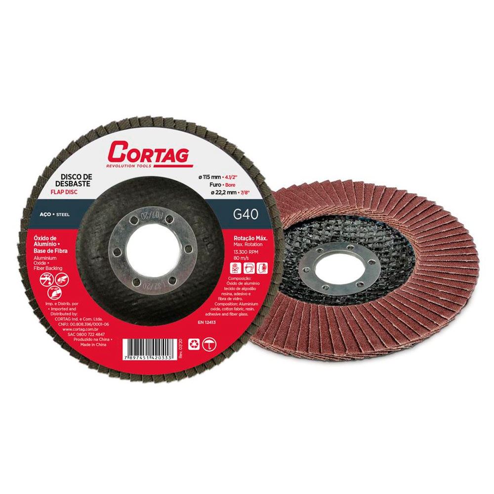 Disco De Lixa Gr o 40 115mm Desbaste Flap CORTAG REF 61600 Distac Disco De Lixa Gr o 40 115mm Desbaste Flap CORTAG REF 61600 Distac