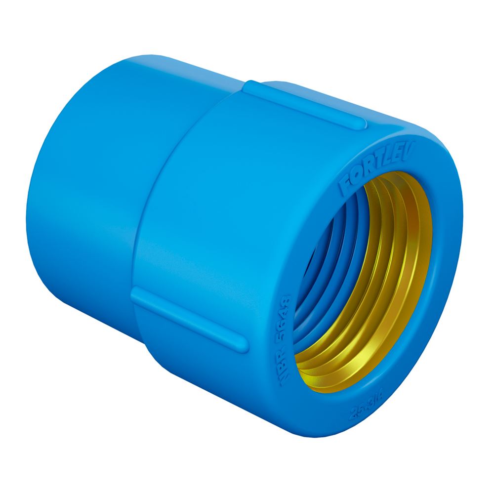 Luva Soldável em PVC com Bucha de Latão 20mmx1/2 Pol. Azul FORTLEV