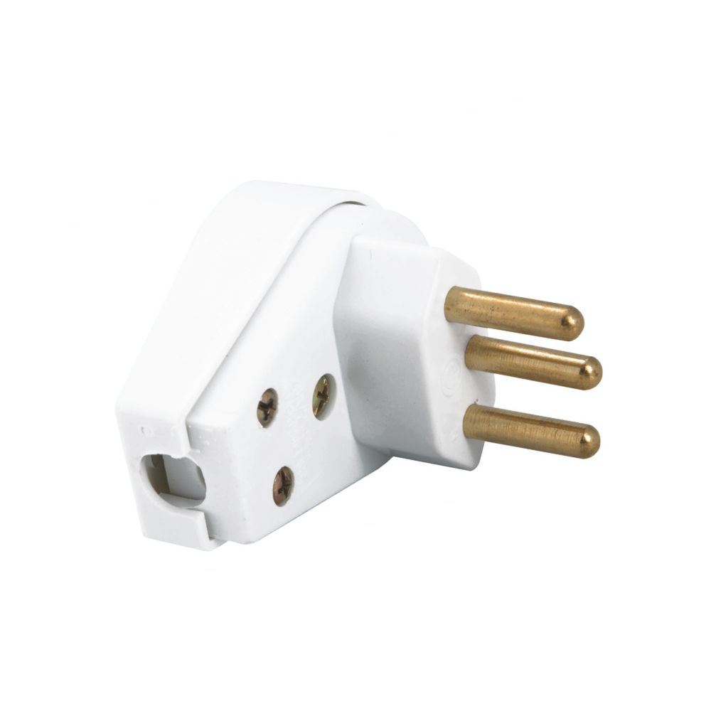 Plug Macho em Termoplástico 2P+T 10A 250V Branco TRAMONTINA / REF ...